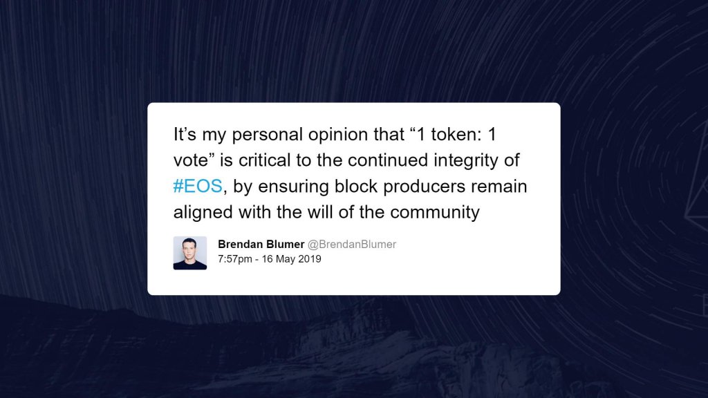  one block eos decentralized governance blockchain vows 