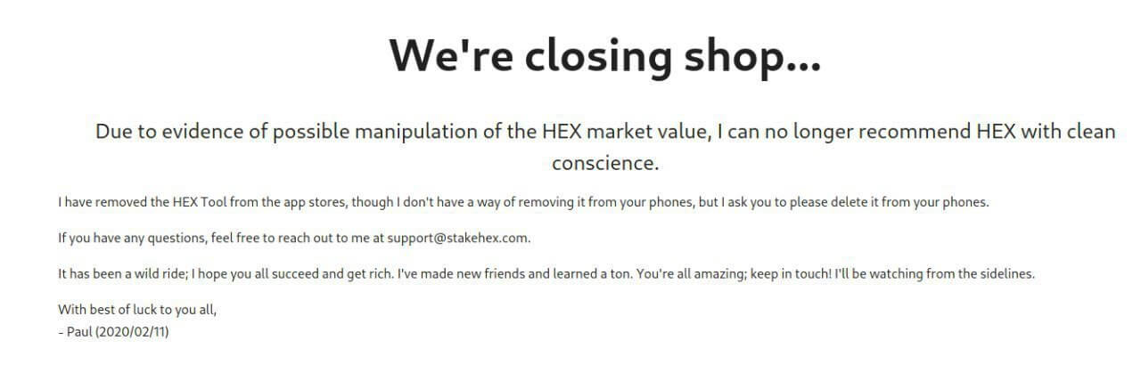The HEXit continues: HEX Tool closes up shop due to manipulation concerns