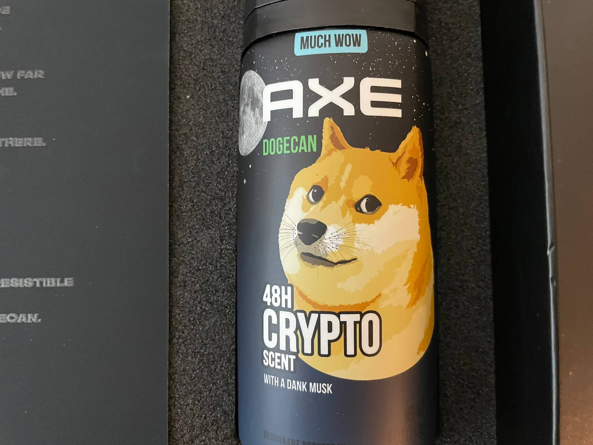  dogecoin making bodyspray personality dogecan axe your 