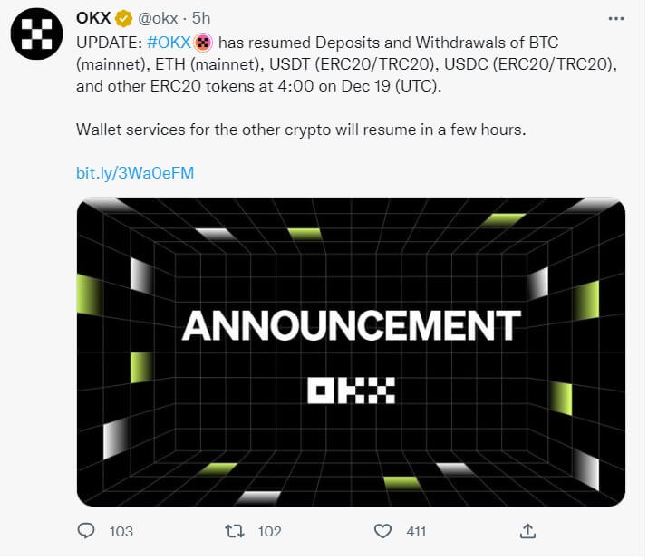 OKX and Gate.io resume withdrawals following cloud provider issues