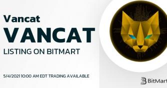 VANCAT (VANCAT), an innovative NFT marketplace token, has been listed on BitMart Exchange