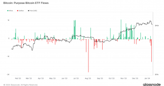 Grayscale and Purpose Bitcoin see strong outflows amid spot ETF launches