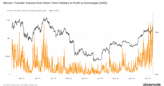 Short term holders in profit sent record Bitcoin to exchanges on road to $50k