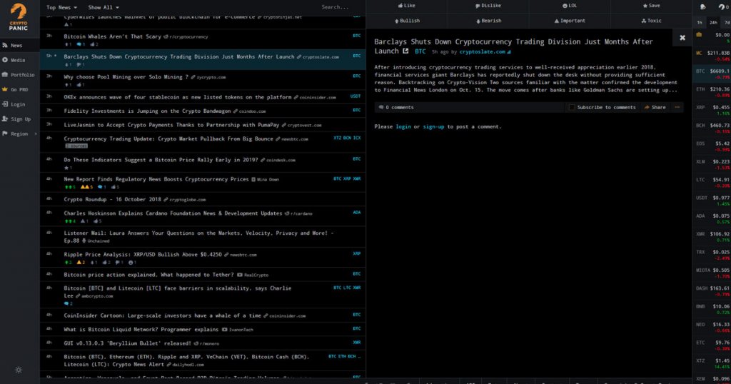 CryptoPanic screenshot 1