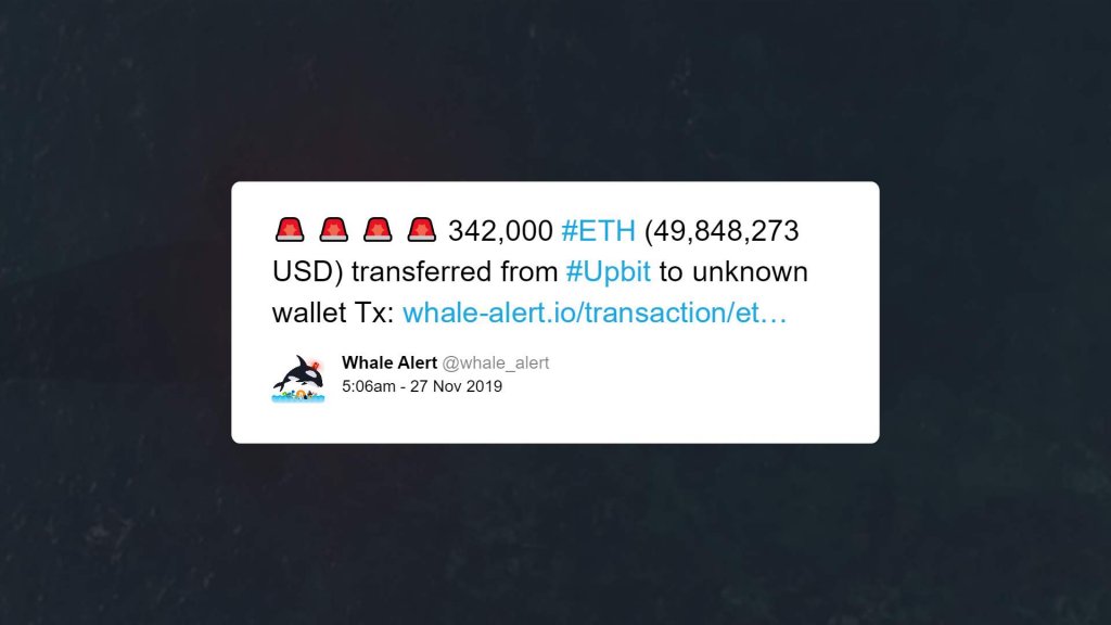 Whale Alert tweets about a transfer from UPbit