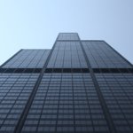 worms view of glass building