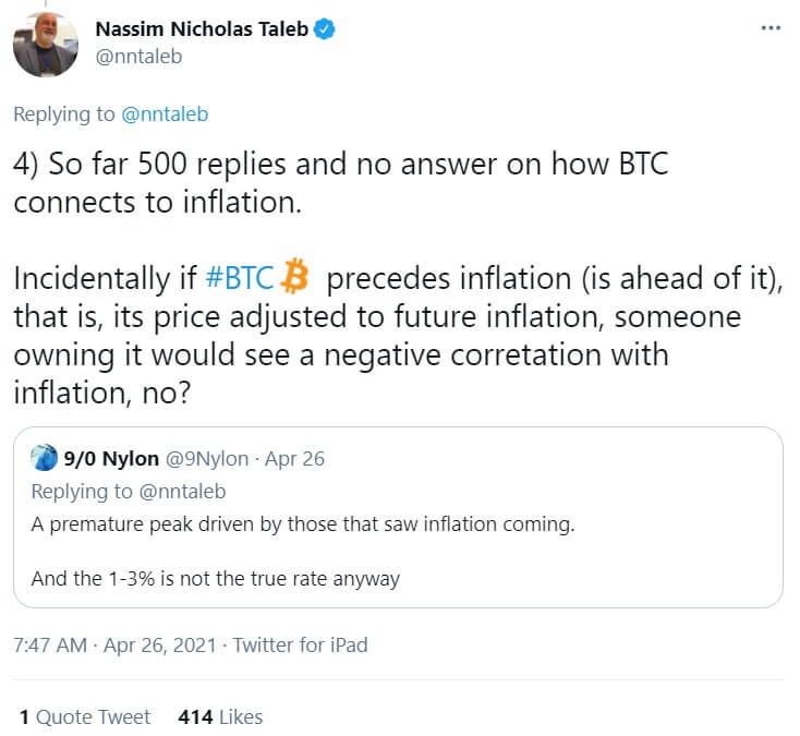 ‘BTC is not a hedge against anything,’ concludes ‘Black Swan’ author Nassim Taleb