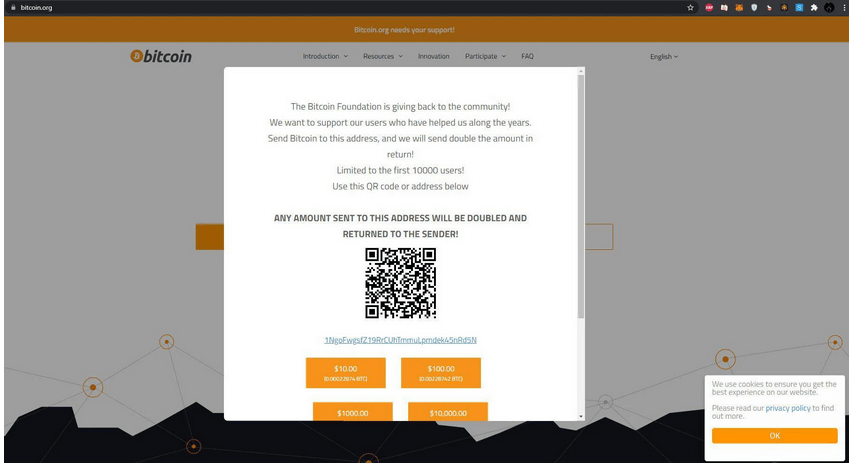 Bitcoin.org website gets hacked by ‘double your money’ scammers