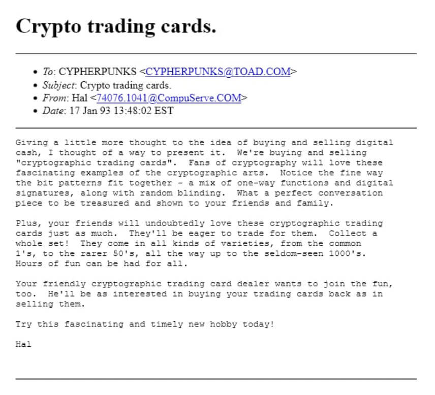Crypto trading cards