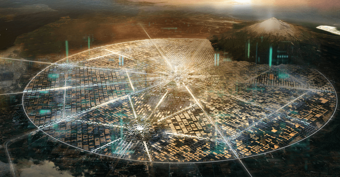Artist illustration of Bitcoin City