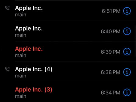 Spoofed Apple number