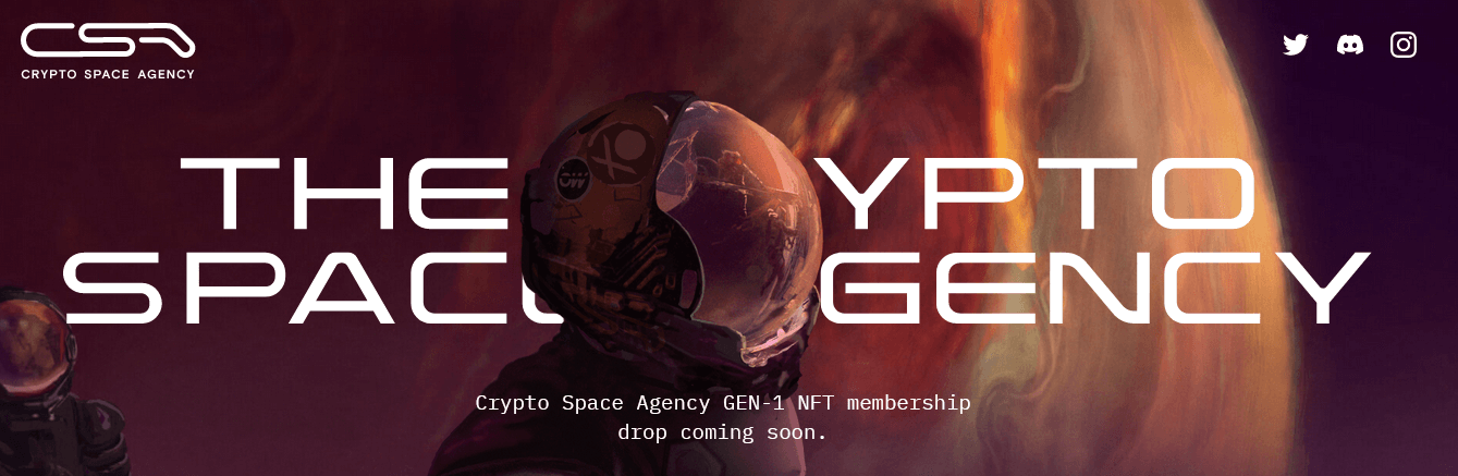 The Crypto Space Agency home page