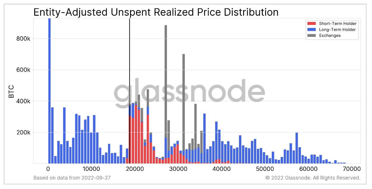 Entity Adjusted Unspent Realized Price Distribution
