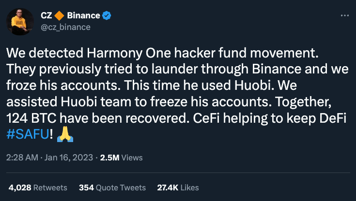 CZ responds to evidence linking the wallets to Binance 