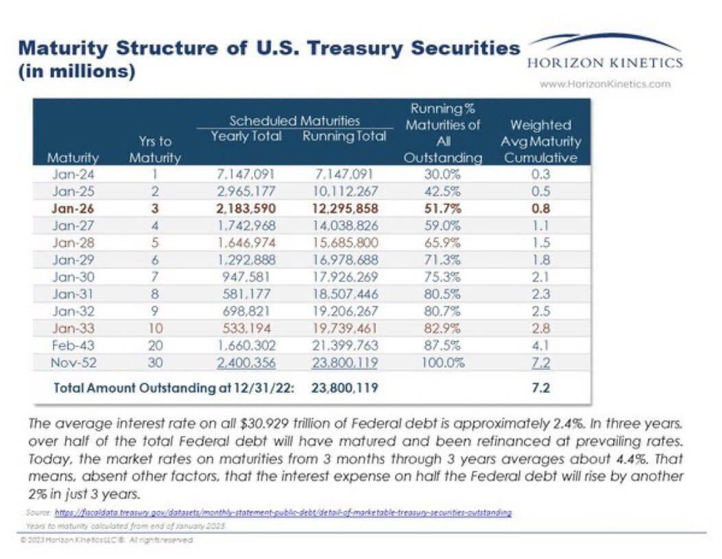 US Treasury Securities: (Source: Horizon Kinetics)