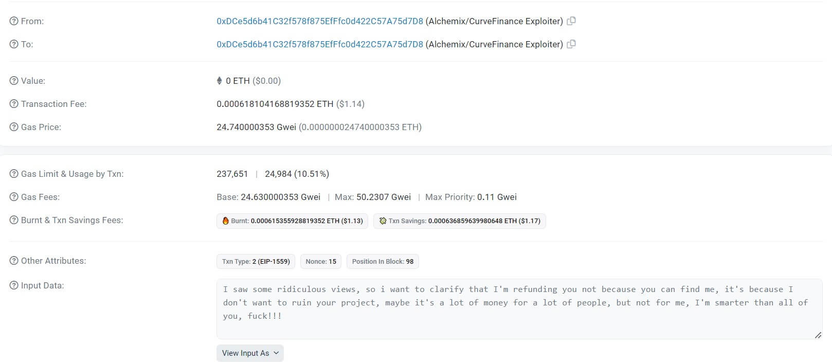 Curve attacker begins to return stolen funds after bounty issued