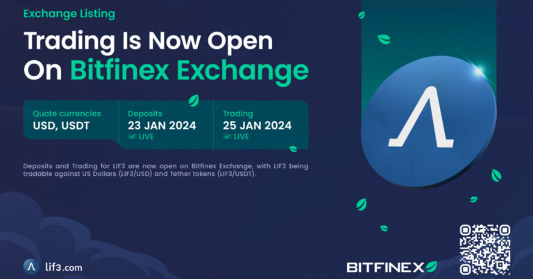 Lif3 Accelerates DeFi Adoption and Innovation with BitFinex Listing