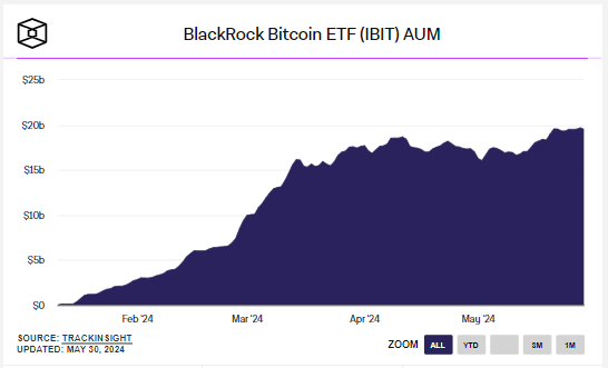 BlackRock Bitcoin ETF (IBIT) AUM: (Source: The Block)
