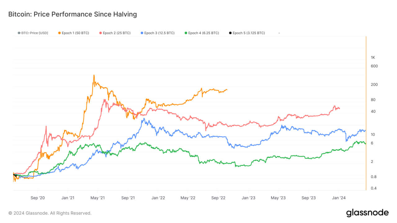 Bitcoin Price Performance Since Halving: (Source: Glassnode)
