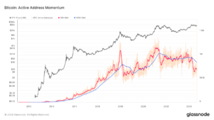 Bitcoin active address momentum slows, echoes post-peak declines of 2018 and 2021