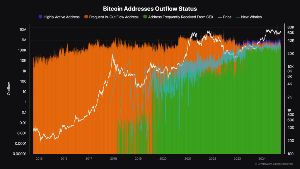 Bitcoin code  outflow presumption    2014 - 2021 (CryptoQuant)