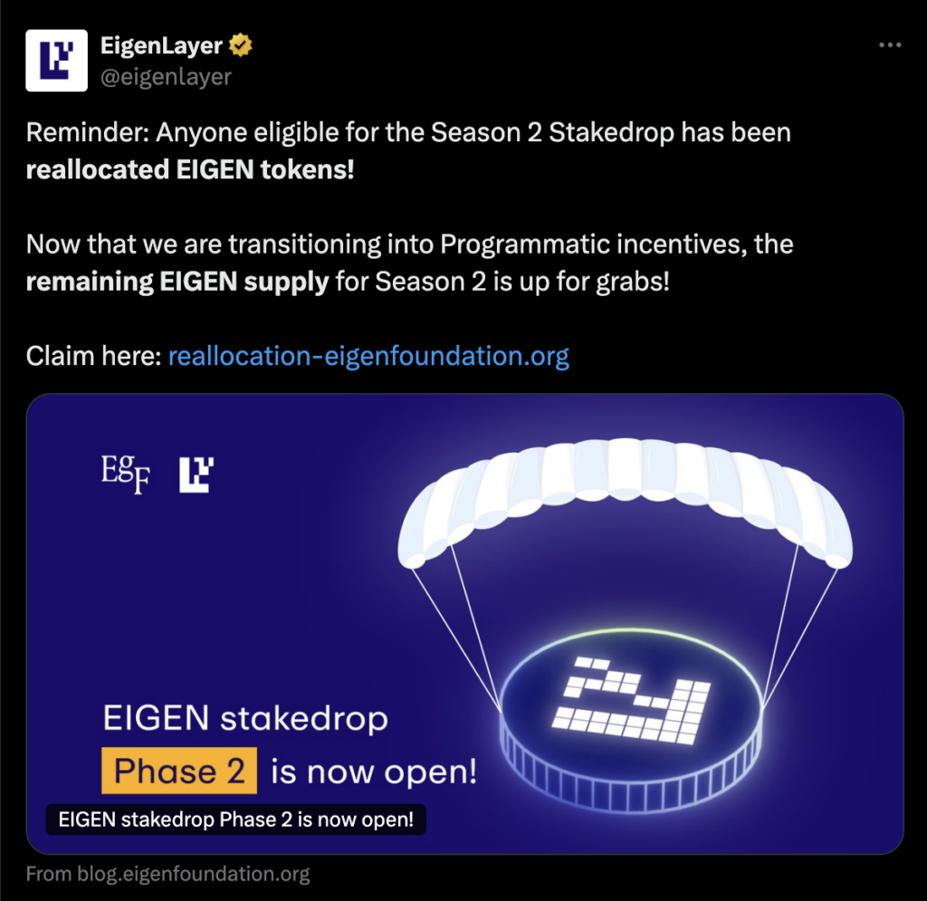 Eigenlayer scam put up | Source: x.com