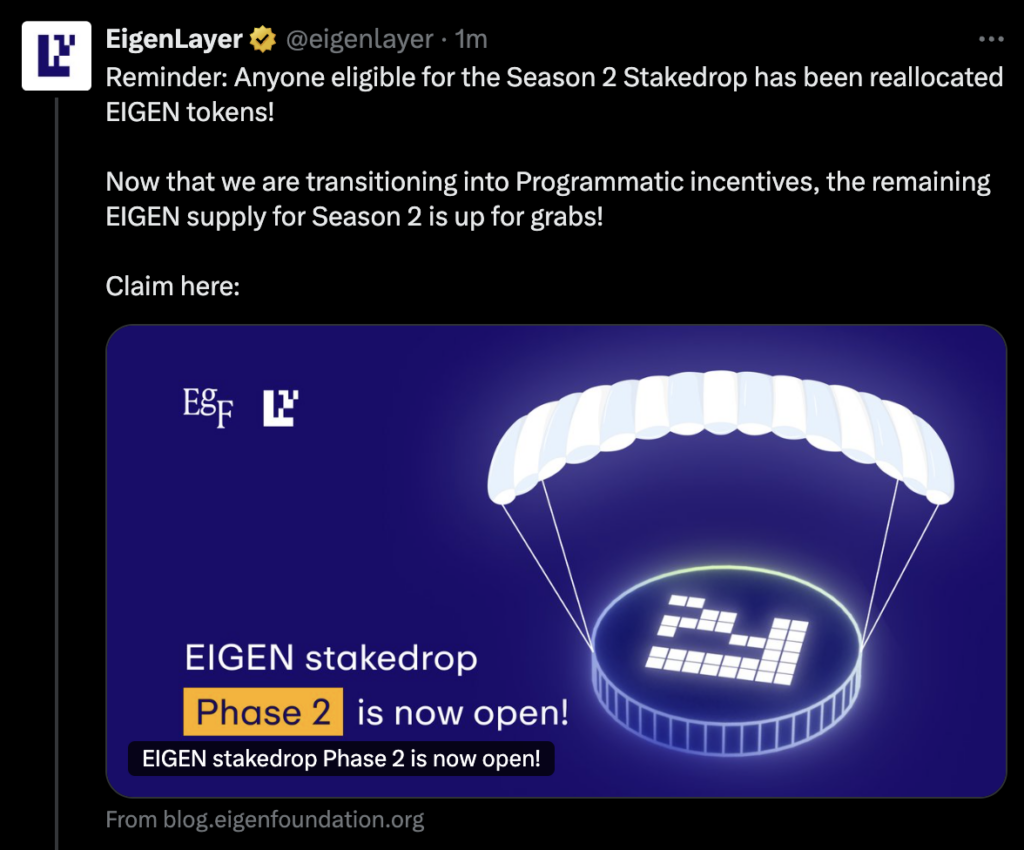 Eigenlayer scam put up | Source: x.com