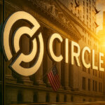Circle’s logo is displayed against Wall Street buildings as the company expands USDC’s role in global cross-border payments through Finastra partnership - Cover art/illustration via CryptoSlate. Image includes combined content which may include AI-generated content