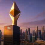 A large golden Binance logo is displayed on a throne-like pedestal, surrounded by Bitcoin and Ethereum symbols with market charts in the background - Cover art/illustration via CryptoSlate. Image includes combined content which may include AI-generated content