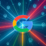 A glowing Google logo radiates across a digital network of blockchain cubes, symbolizing Google Cloud’s launch of its own layer 1 blockchain - Cover art/illustration via CryptoSlate. Image includes combined content which may include AI-generated content