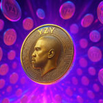 A glowing YZY token featuring Kanye West’s profile is surrounded by multiple coins, symbolizing the surge around his crypto project - Cover art/illustration via CryptoSlate. Image includes combined content which may include AI-generated content