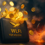 A WLFI Top Holder's wallet explodes with coins as a phishing hook lurks in fog - Cover art/illustration via CryptoSlate.