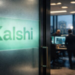 Kalshi office entrance with trading desks inside, reflecting the company’s 200 insider trading probes and potential regulatory changes that could reshape prediction markets overnight