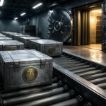 Bitcoin storage crates moving into a vault as Strategy shoulders most of a slowing $100 billion corporate Bitcoin bet