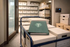 Tether USDT records prepared for audit in an archive room as a Big Four firm steps in after years of scrutiny