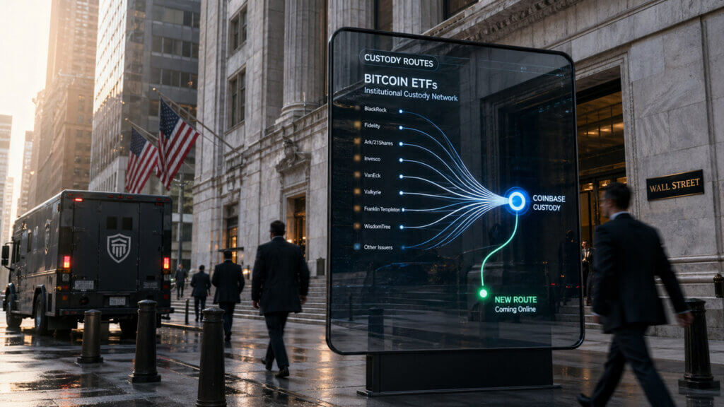 Wall Street custody map shows Bitcoin ETF routes shifting beyond Coinbase as Grayscale explores a new ETF product
