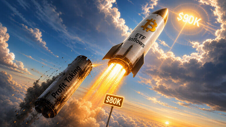 Bitcoin ETF rocket breaking away from profit-taking pressure as strong institutional demand keeps a potential move toward $90,000 alive