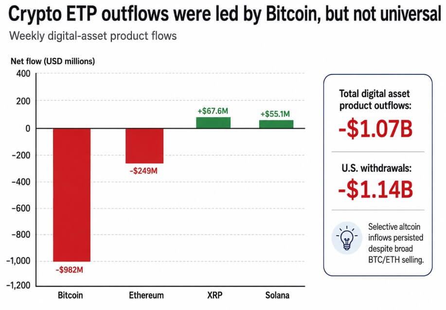 Bitcoin bled the worst last week, but altcoins outside Ethereum saw inflows