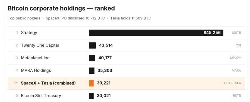 SpaceX and Tesla Bitcoin Holdings
