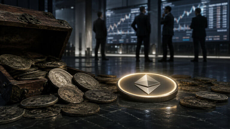 Antique vault door beside a glowing Ethereum symbol representing early Ethereum wallets entering today's market.