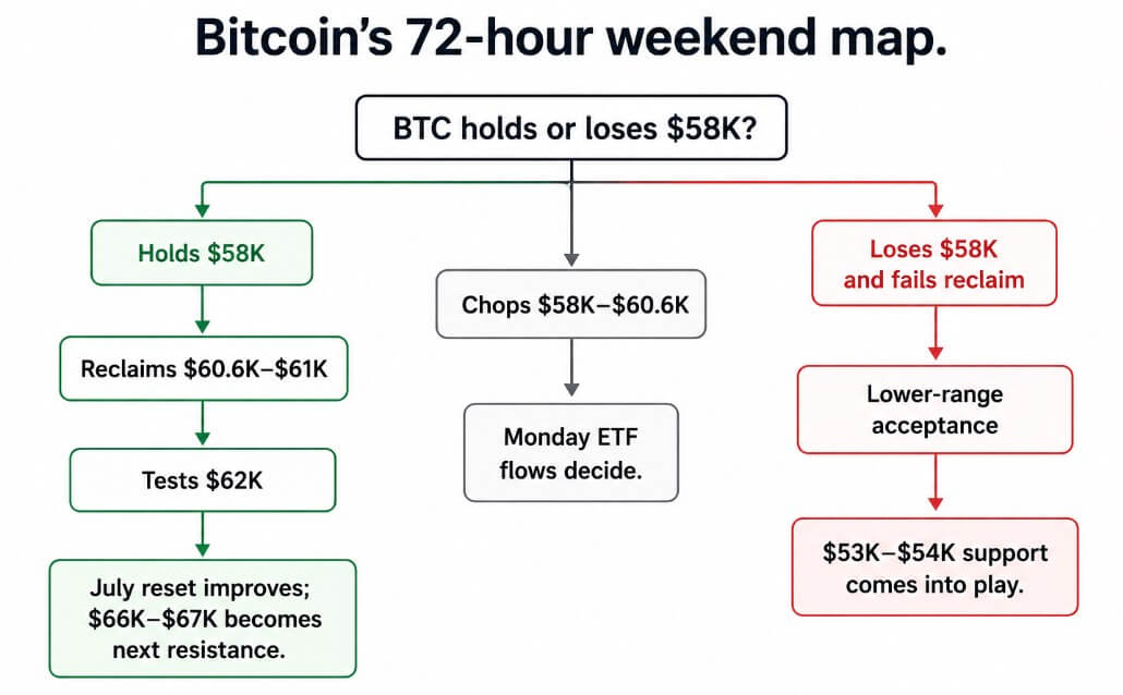 Bitcoin's 72-hour weekend map