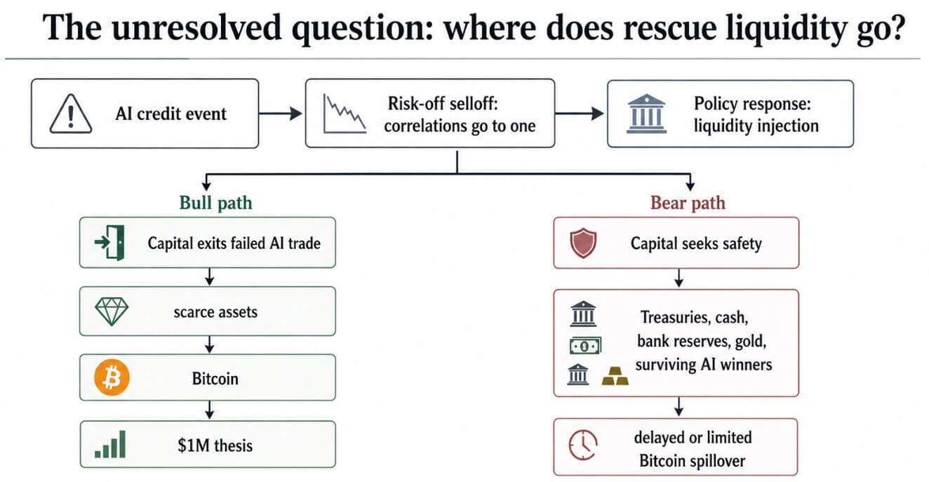The unresolved question for Bitcoin: where does rescue liquidity go?