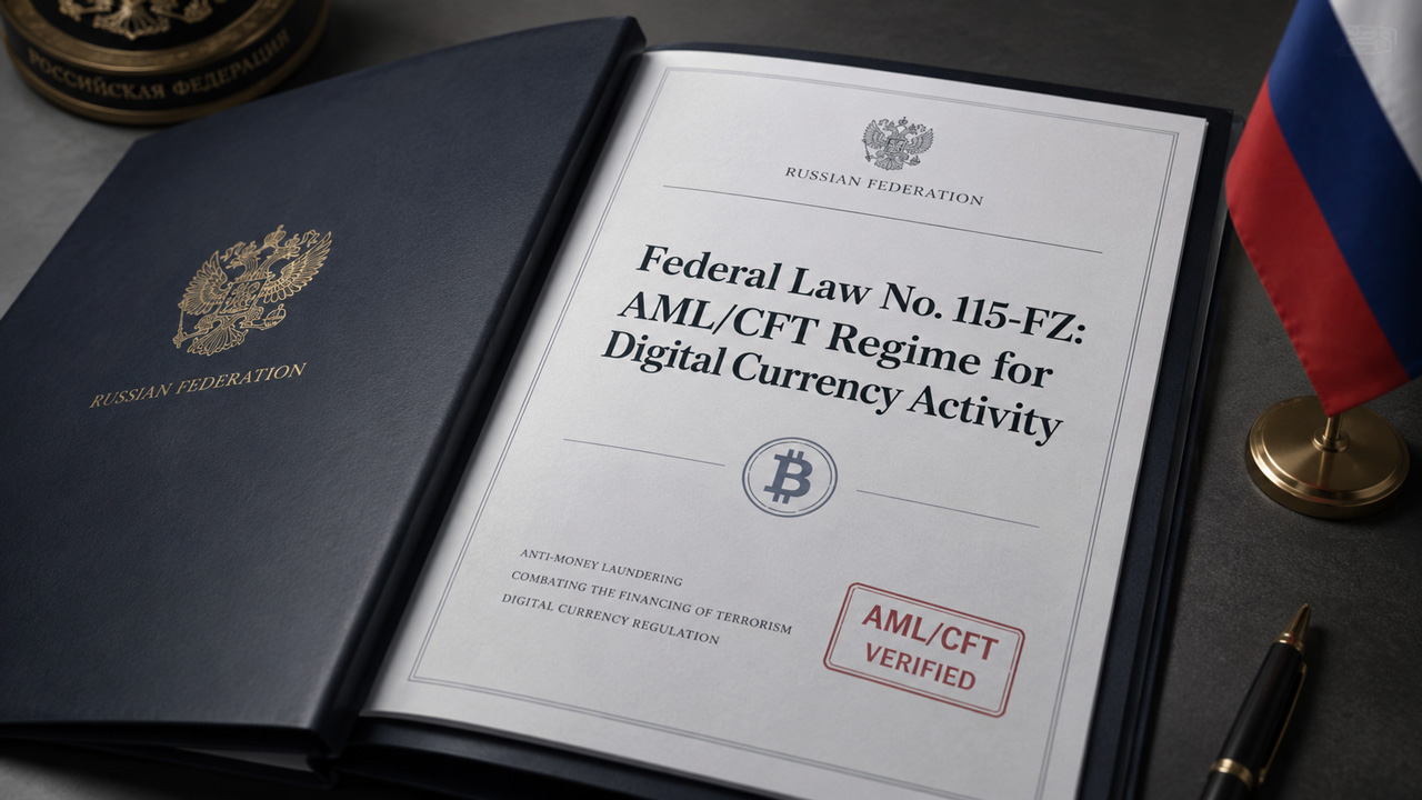 Russia Federal Law No. 115-FZ digital currency AML/CFT regime represented by official Russian legislation and AML verification standards, highlighting anti-money laundering and counter-terrorist financing requirements for digital currency activities, compliance obligations, transaction monitoring and regulatory oversight of cryptocurrency operations in Russia.
