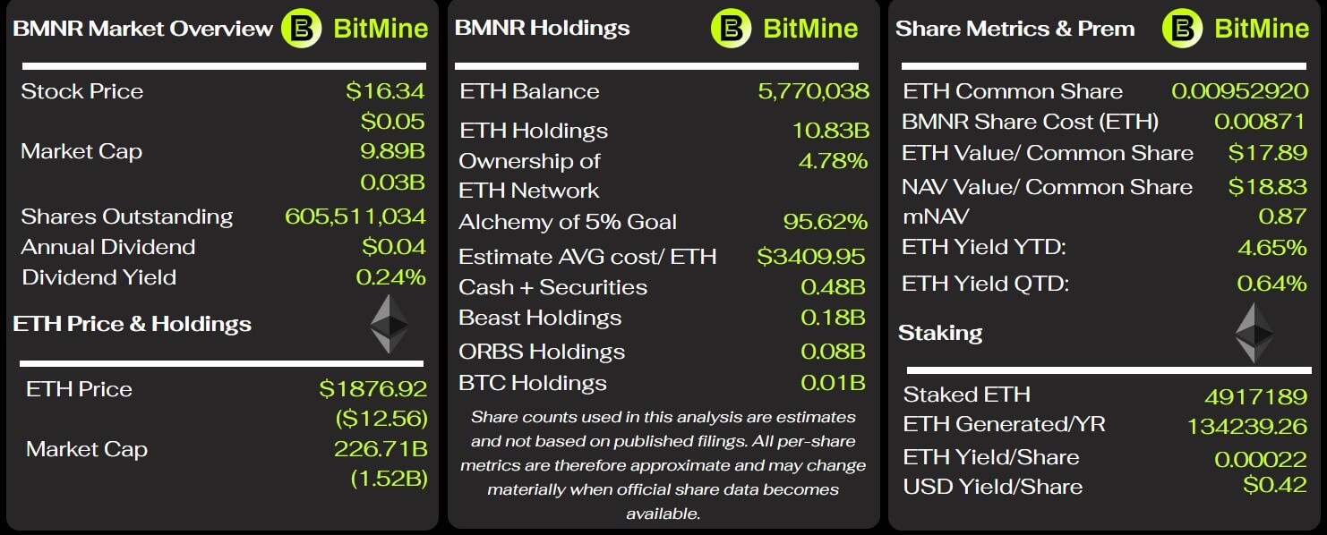 BitMine made  million staking Ethereum then lost twice that betting on it