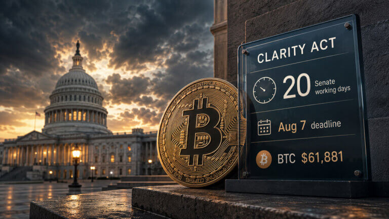 Bitcoin and the CLARITY Act as the US Senate enters a four-week deadline that could shape Bitcoin's July rally
