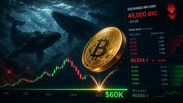 Bitcoin whale exchange inflows hit 49,000 BTC as rising deposits signal renewed selling pressure and rebound risk.
