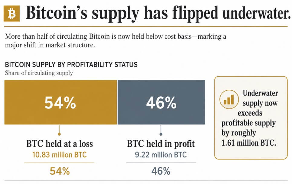 Bitcoin's supply has flipped underwater
