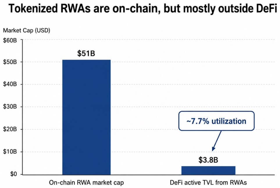 Tokenized RWAs are on-chain, but mostly outside DeFi