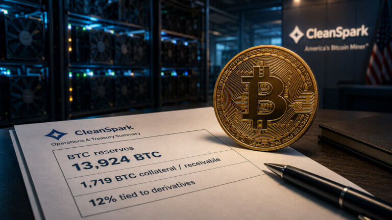 CleanSpark Bitcoin reserves used as collateral for derivatives shown in miner treasury and liquidity dashboard