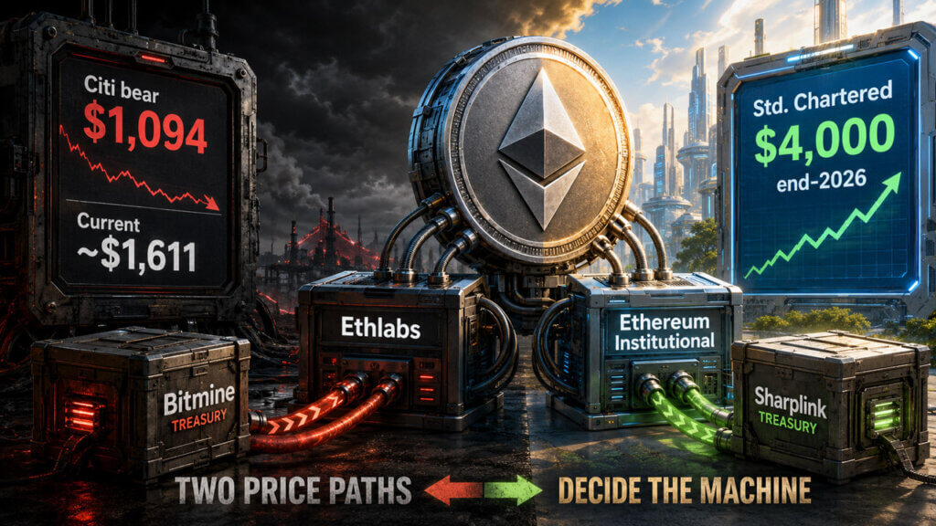 Ethereum bull and bear price paths as EthLabs expands institutional Ethereum treasury strategy